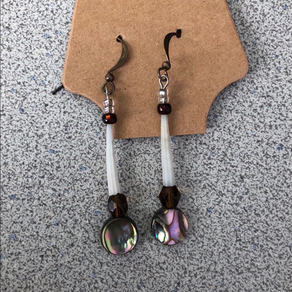Earrings Dentalium abalone Native America